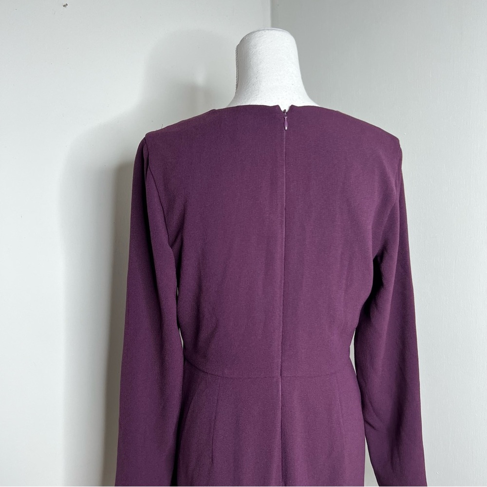 DRESS THE POPULATION Aila Mini Wrap Dress in Boysenberry size L - Picture 10 of 14